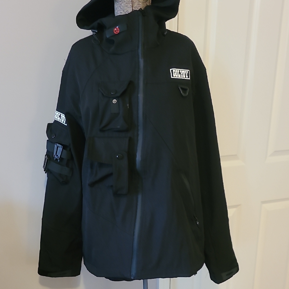Black Hooded Jacket with Pockets
